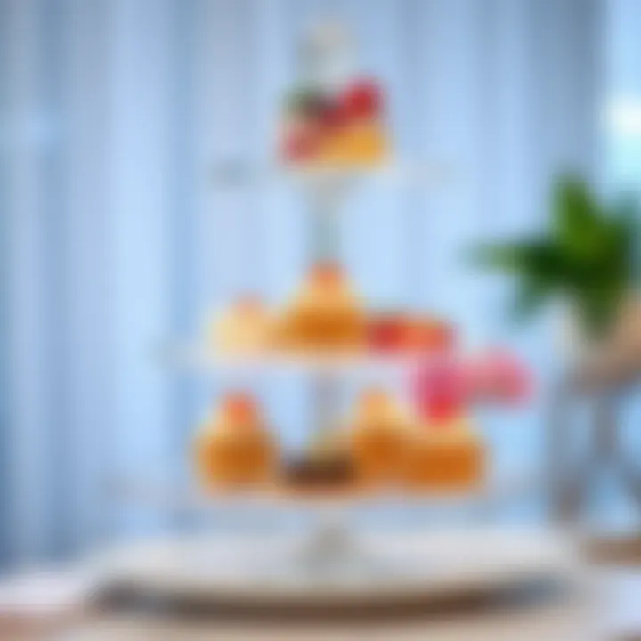 Stylish acrylic 3 tier stand used for displaying desserts at an event