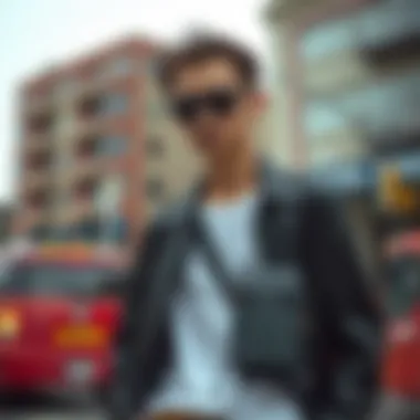 Stylish Bandolier crossbody phone case in urban setting