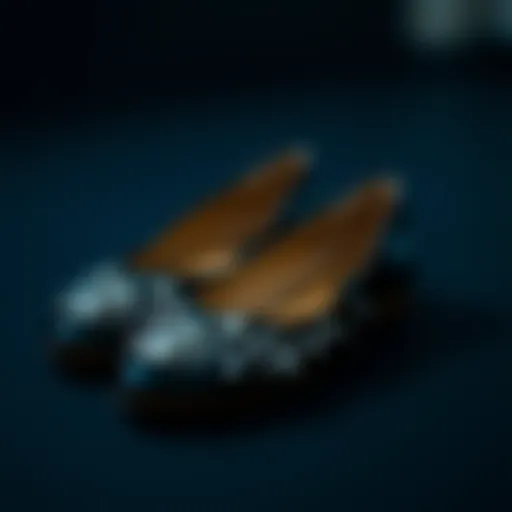 Elegant black flats with shining rhinestones