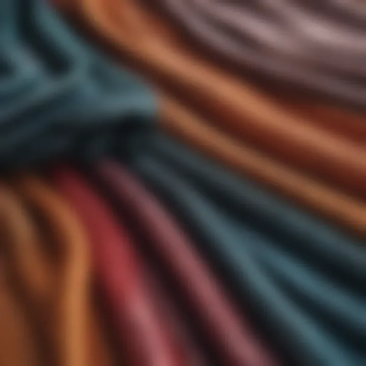 Diverse Materials for Cape Shawls An array of fabric swatches used for creating cape shawls, illustrating the diversity of materials and colors available.