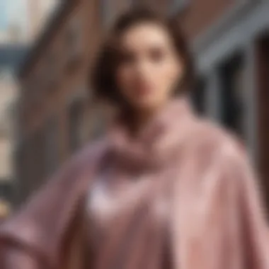 Contemporary Fashion with Cape Shawl A modern ensemble featuring a stylish cape shawl draped elegantly over a chic outfit, showcasing contemporary fashion.