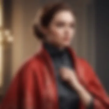 Versatile Styling of Cape Shawl A close-up of a person styling a cape shawl, emphasizing the versatility and adaptability of the garment in different looks.