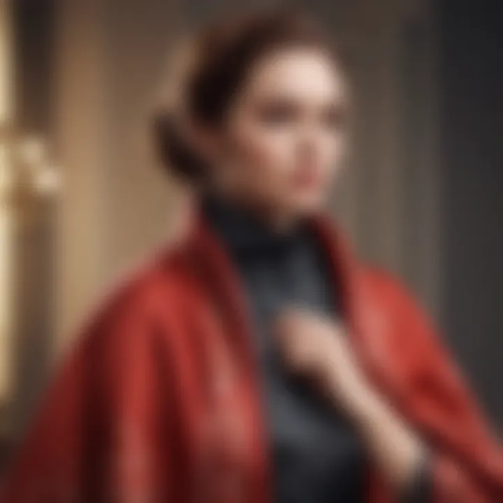 Versatile Styling of Cape Shawl A close-up of a person styling a cape shawl, emphasizing the versatility and adaptability of the garment in different looks.