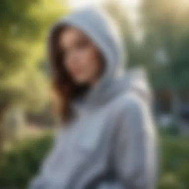 A cozy hoodie displayed in a serene outdoor setting