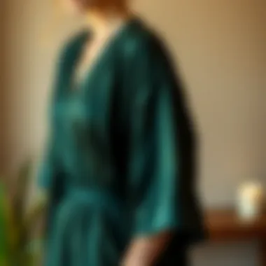 Custom embroidery on a dark green bridesmaid robe
