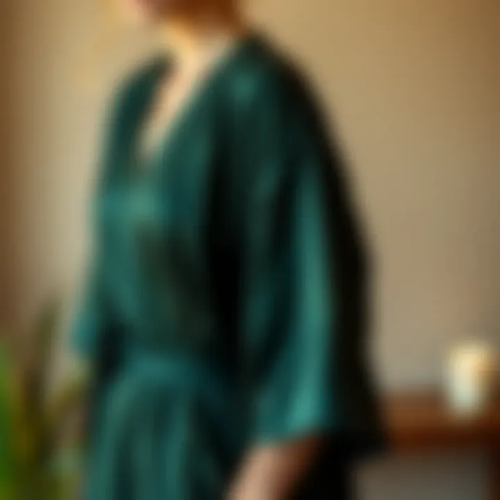 Custom embroidery on a dark green bridesmaid robe
