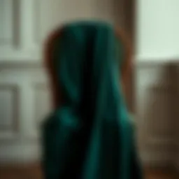 Elegant dark green bridesmaid robe draped over a vintage chair