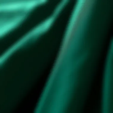 Close-up of luxurious fabric texture in dark green