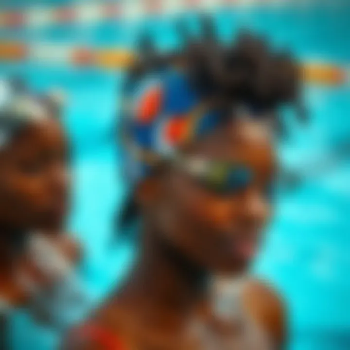Diverse styles of swimming caps celebrating afro-textured hair