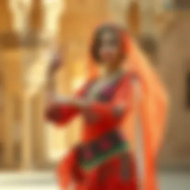 Contemporary interpretation of Arabic dance attire featuring modern fabrics