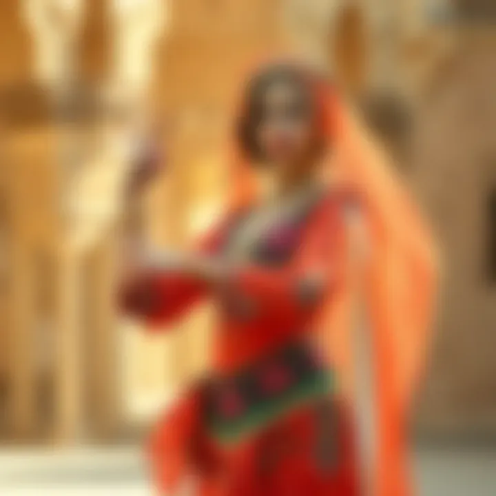 Contemporary interpretation of Arabic dance attire featuring modern fabrics