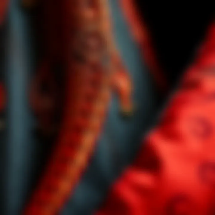 Close-up of the materials used in Arabic dance clothing showcasing textures