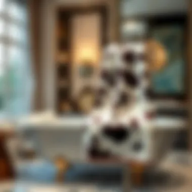 Elegant display of cow print bath towel in a luxurious bathroom setting