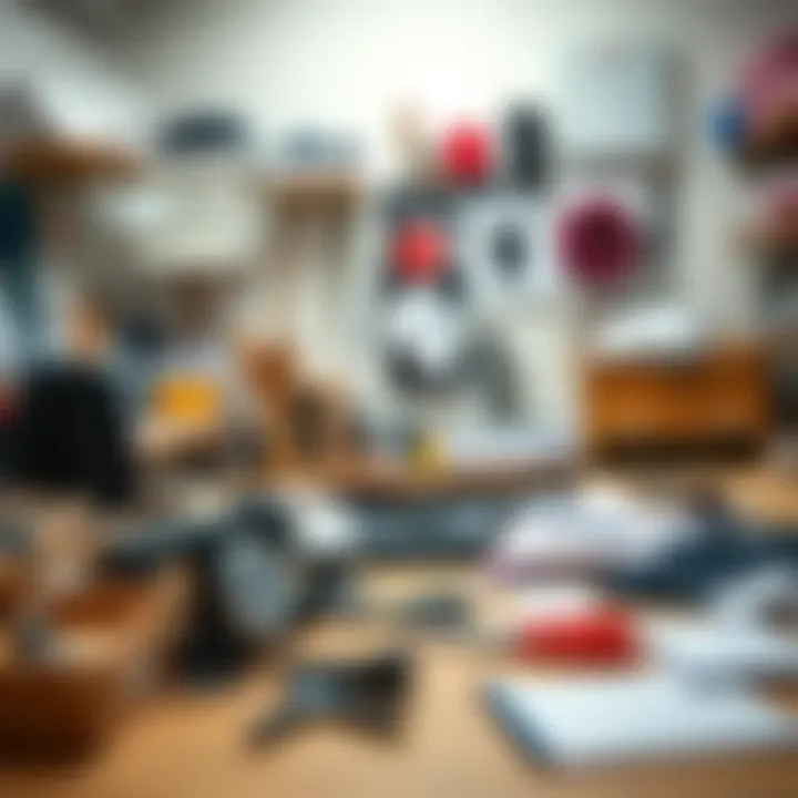 A well-organized workspace with tools and materials for creating custom boxers.