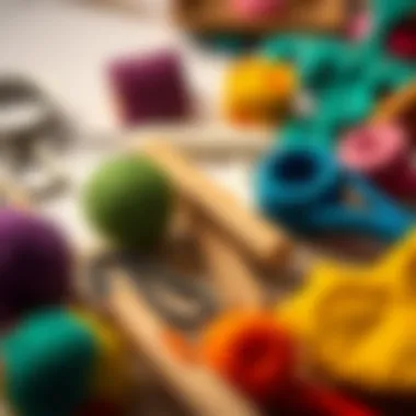 A detailed view of felt crafting tools and accessories