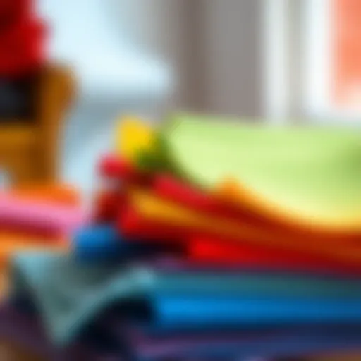 Vibrant assortment of felt sheets in various colors