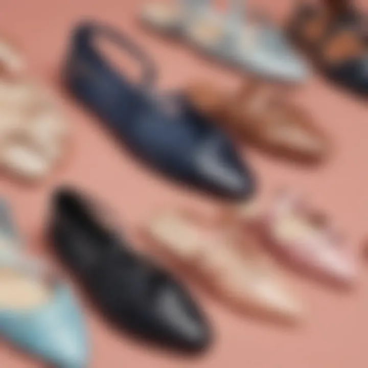 Close-up of various materials used in criss-cross strap flats