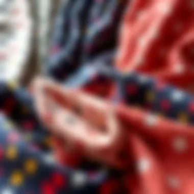 Diverse fabric swatches representing various humorous top designs