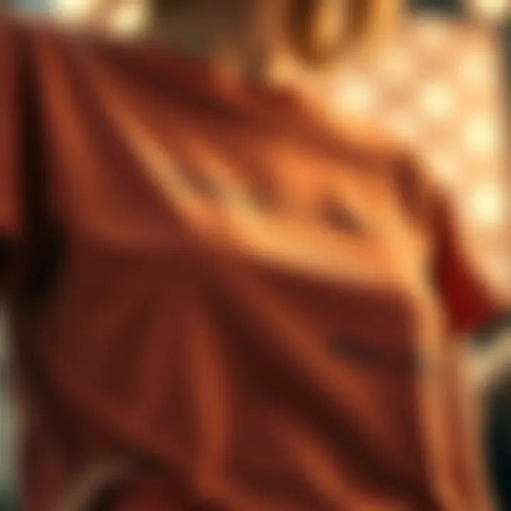 Close-up of a unique graphic tee featuring a witty quote