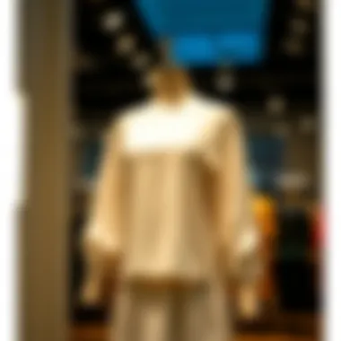 Stylish Long Plus Top on Display A stylish long plus top displayed on a mannequin.