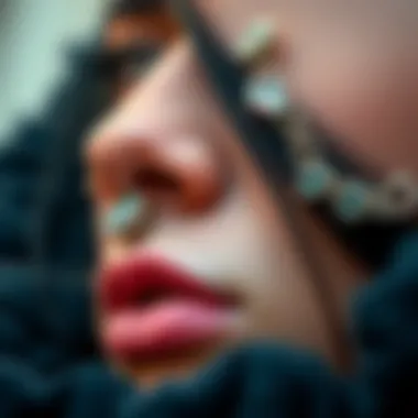 Artistic display of various non-pierced nose rings showcasing unique designs