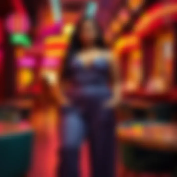 A vibrant club setting highlighting jumpsuit clubwear trends