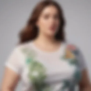 Sustainable Fabrics in Fashion Close-up of fabrics showcasing sustainable materials used in plus size printed t-shirts.
