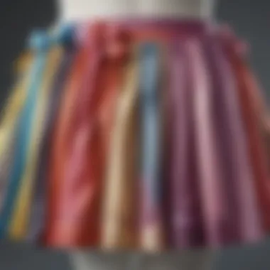 A diverse collection of plus size ribbon skirts displayed together, showcasing various styles and colors