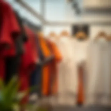 Variety of plus size t-shirt styles hanging on display