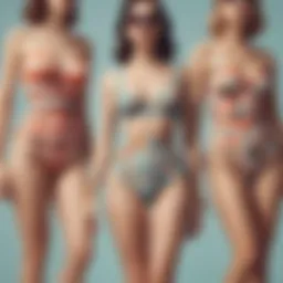 Vintage high waisted swimsuit design showcasing retro patterns