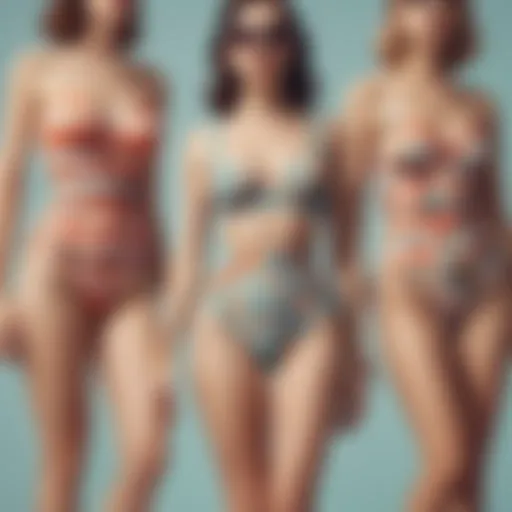 Vintage high waisted swimsuit design showcasing retro patterns