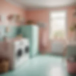 Vintage laundry room with pastel colors