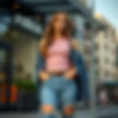 Outfit inspiration featuring ripped hem mom jeans