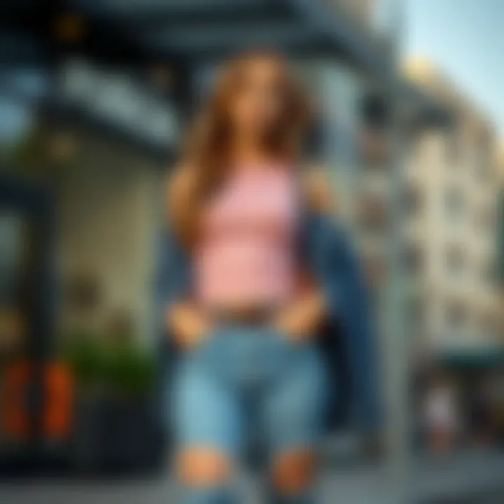 Outfit inspiration featuring ripped hem mom jeans