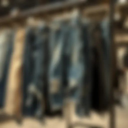 Stylish ripped hem mom jeans on display