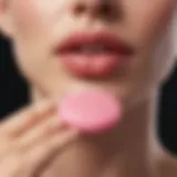 Close-up of a silicone lip scrubber showcasing its texture and design.