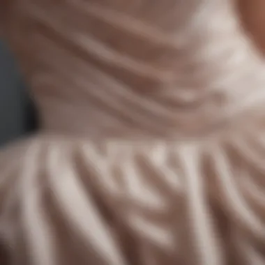 Close-up of luxurious fabric texture of a ruched dress