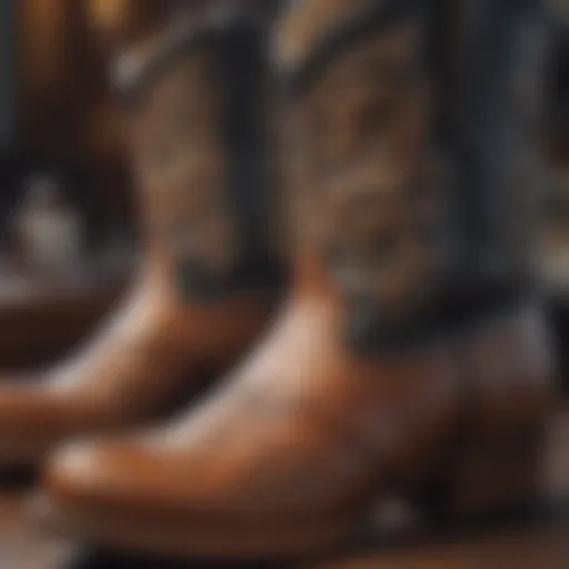 Intricate detailing on shorty cowboy boots