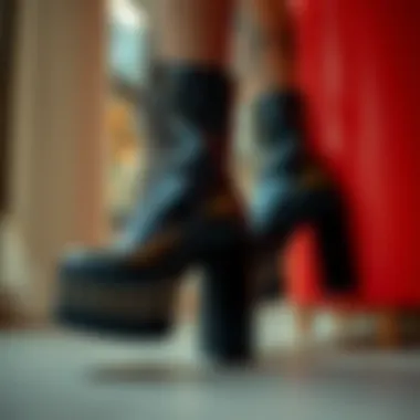 An artistic representation of studded platform boots in a fashion-forward setting