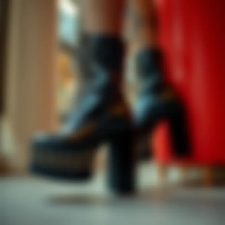 An artistic representation of studded platform boots in a fashion-forward setting
