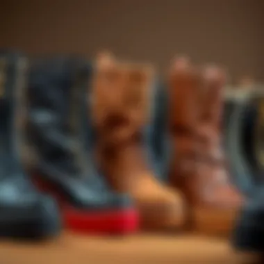 A stylish arrangement of studded platform boots in various designs