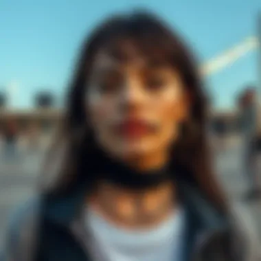 Contemporary Fashion with Snakebite Lip Rings A fashionable person sporting snakebite lip rings in a contemporary setting