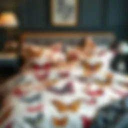 Elegant butterfly print duvet cover on a beautifully styled bed