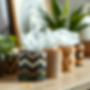 Close-up of sustainable materials used in cylinder tissue box covers.