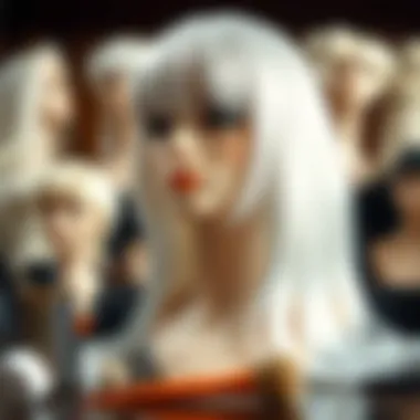 Maintenance tools for white wigs displayed artfully