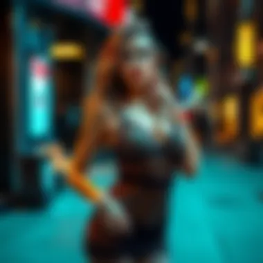 A stylish model showcasing a fishnet lingerie dress in a chic urban setting