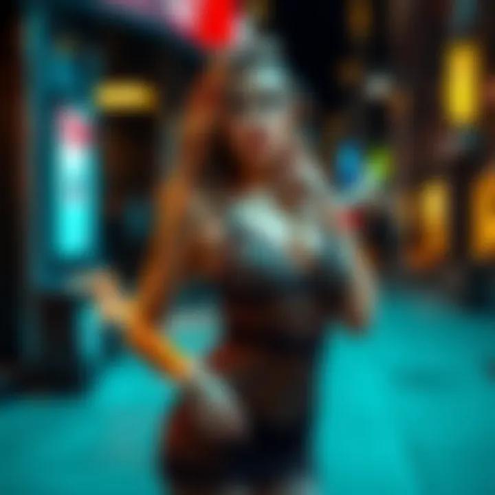 A stylish model showcasing a fishnet lingerie dress in a chic urban setting