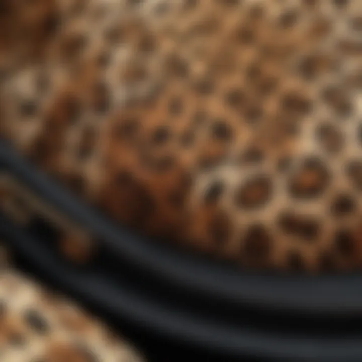 Close-up of leopard print fabric highlighting its unique patterns and textures.