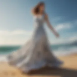 Elegant maxi beach dress flowing in the breeze