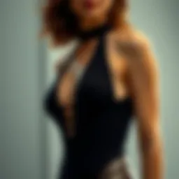 Elegant backless halterneck bodysuit showcased on a model